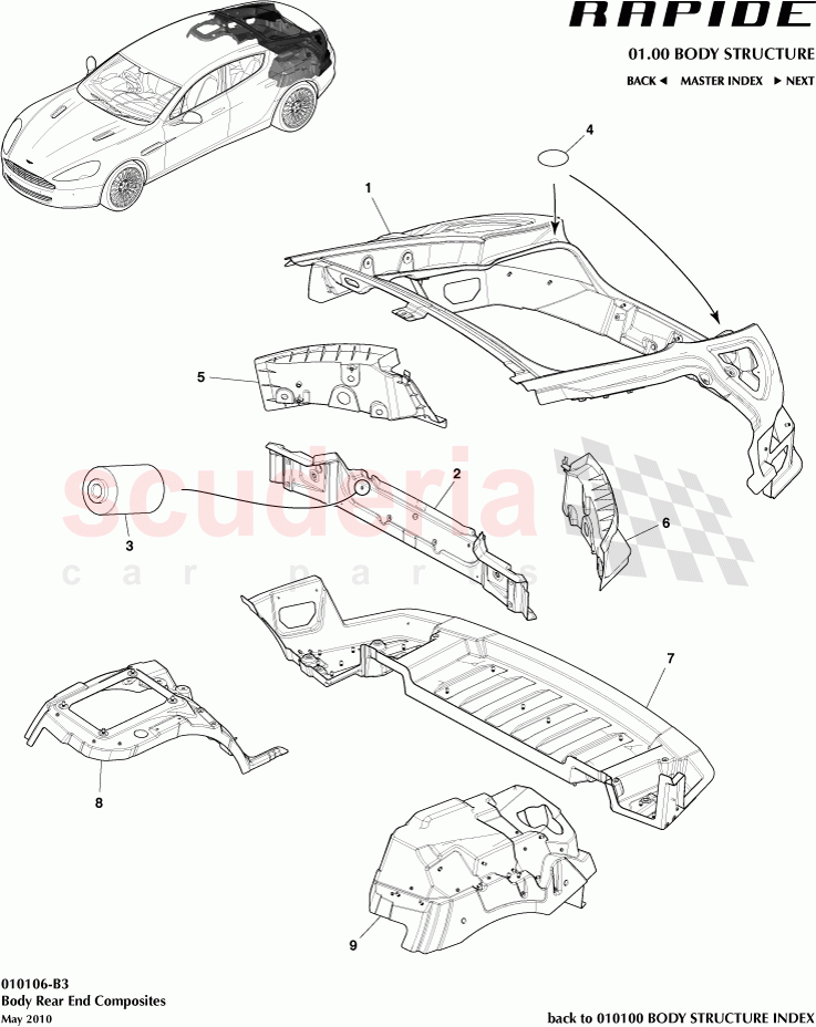 Body Rear End Composites of Aston Martin Aston Martin Rapide
