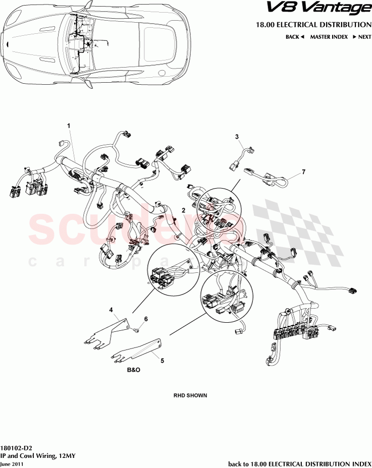 IP and Cowl Wiring (2012) of Aston Martin Aston Martin V8 Vantage