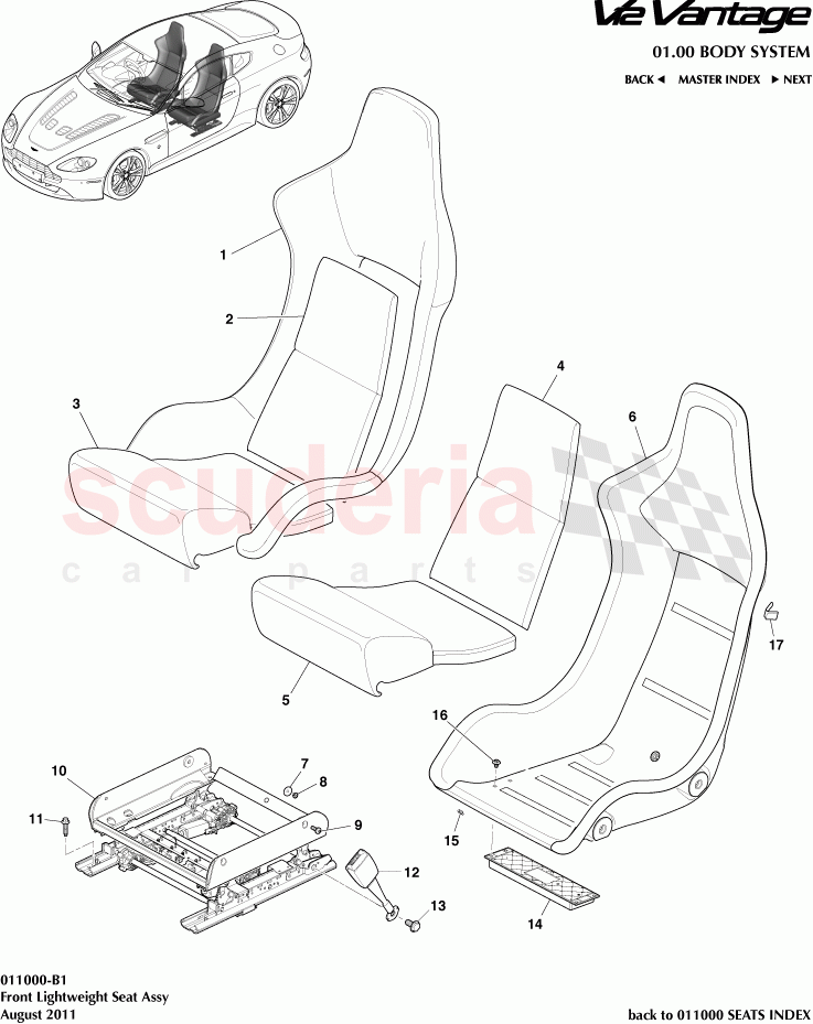 Front Lightweight Seat Assembly of Aston Martin Aston Martin V12 Vantage