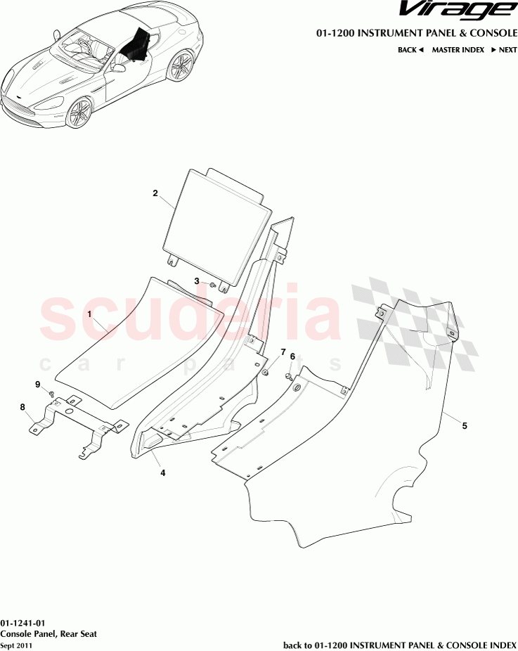 Console Panel, Rear Seat of Aston Martin Aston Martin Virage