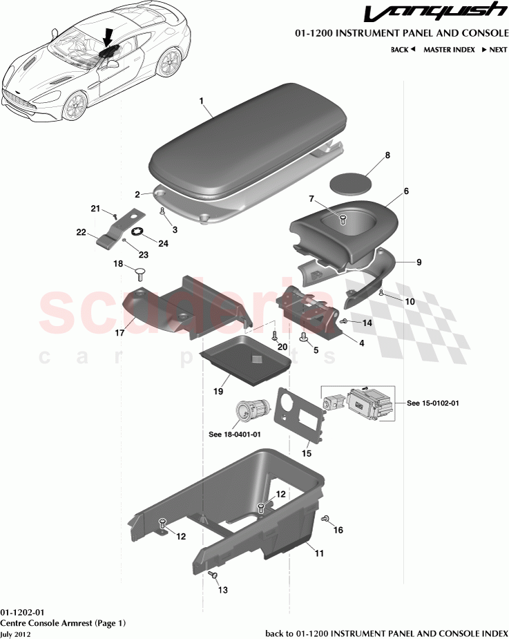 Centre Console Armrest (Page 1) of Aston Martin Aston Martin Vanquish (2012+)