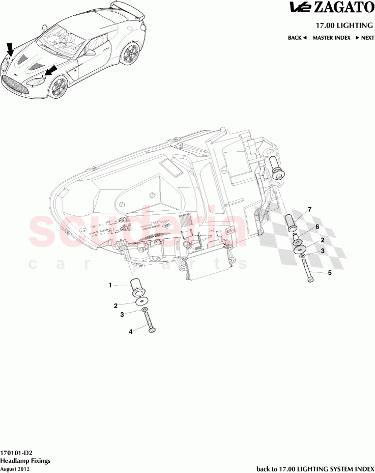 Headlamp Fixings of Aston Martin Aston Martin V12 Zagato