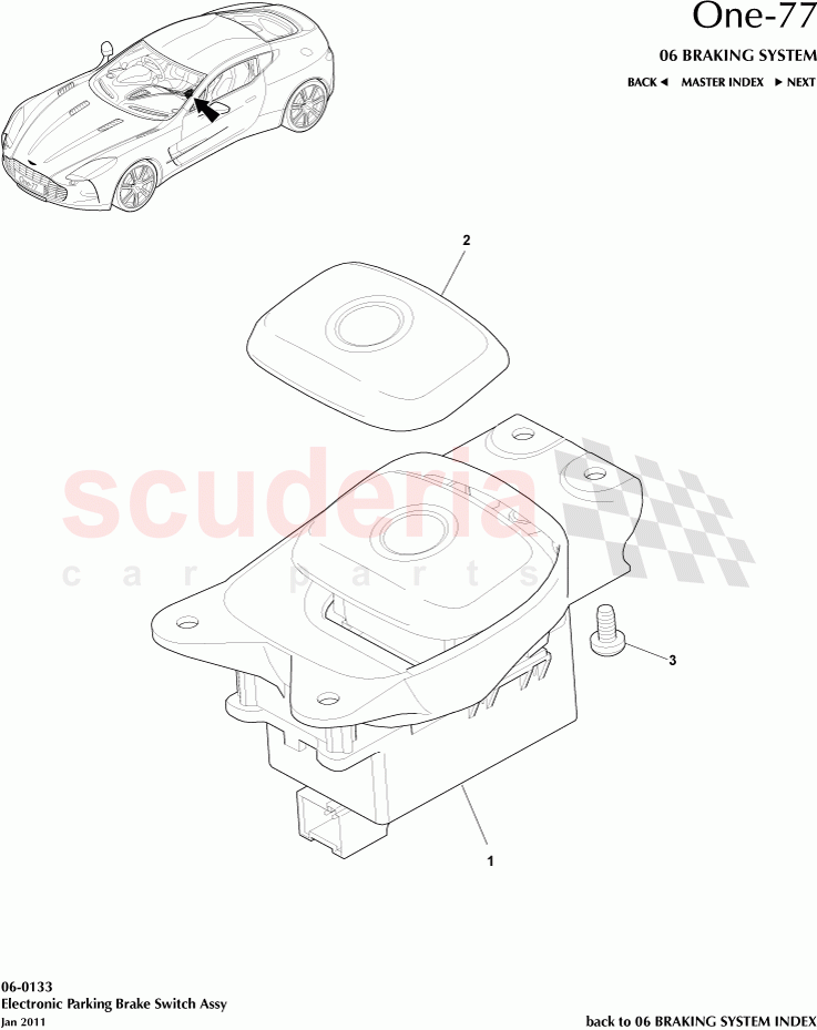 Electronic Parking Brake Switch Assembly of Aston Martin Aston Martin One-77