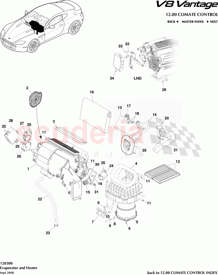 Evaporator and Heater of Aston Martin Aston Martin V8 Vantage