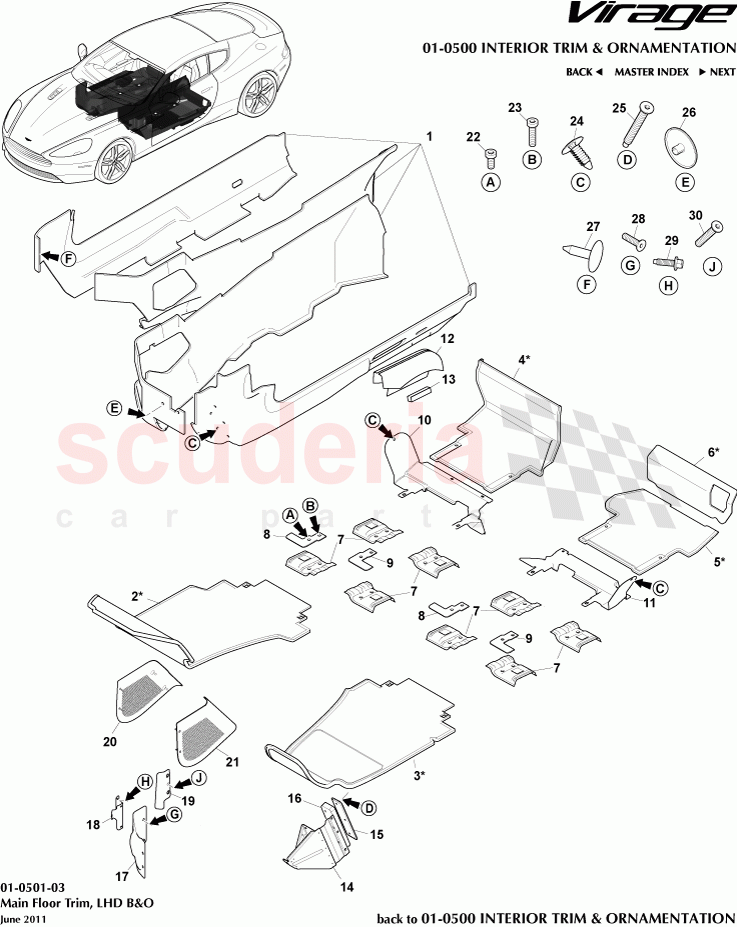 Main Floor Trim, LHD B&O of Aston Martin Aston Martin Virage