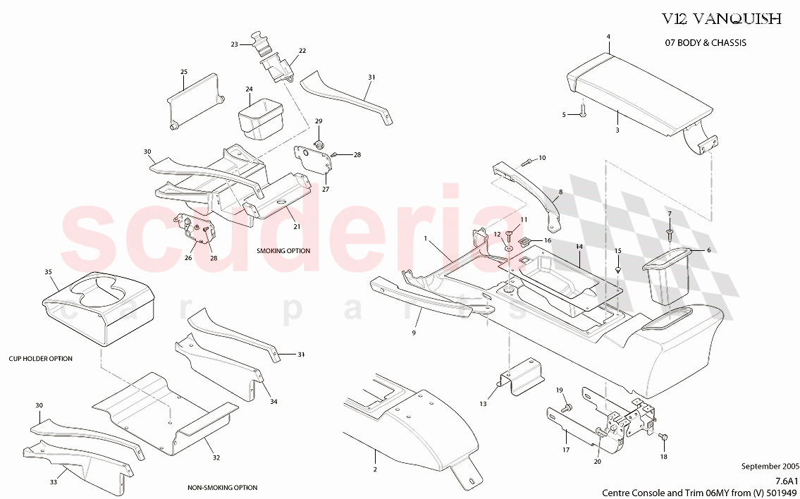 Centre Console and Trim (From VIN 501949) of Aston Martin Aston Martin Vanquish (2001-2007)
