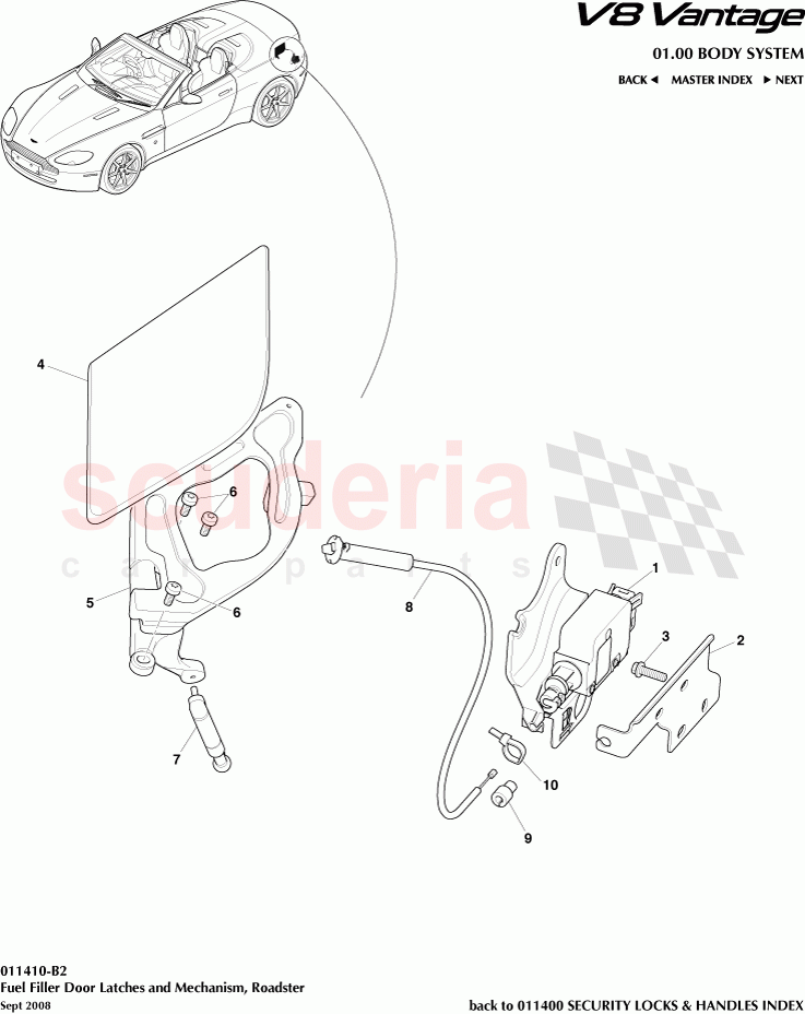 Fuel Filler Door Latches and Mechanism (Roadster) of Aston Martin Aston Martin V8 Vantage