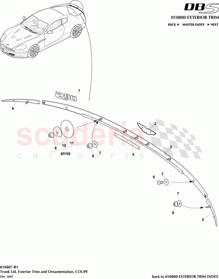 Trunk Lid, Exterior Trim and Ornamentation (Coupe) of Aston Martin Aston Martin DBS V12