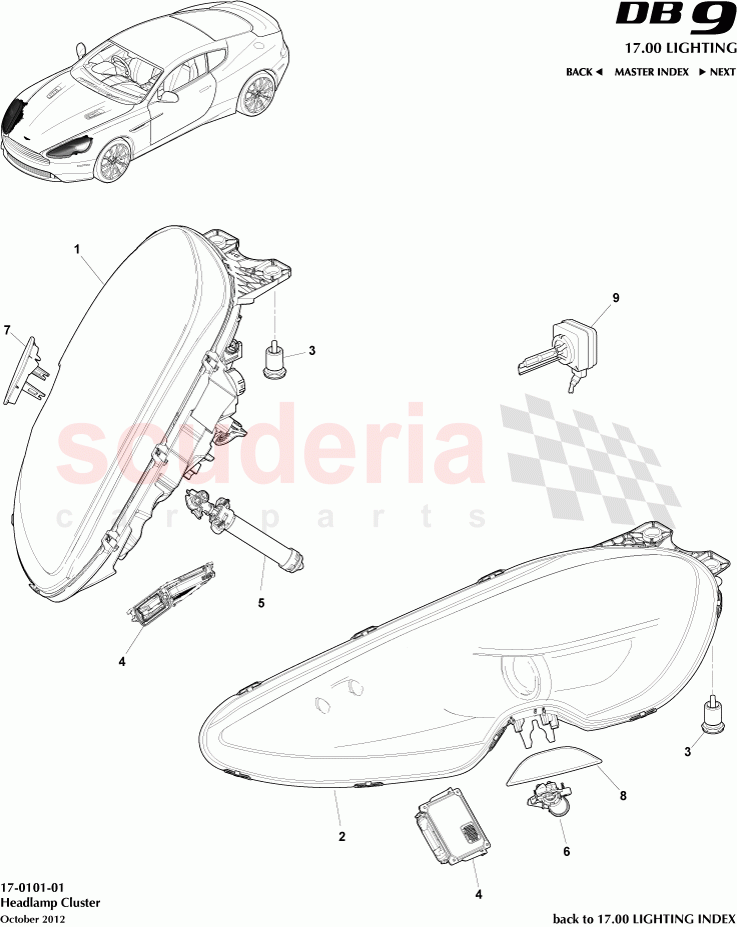 Headlamp Cluster of Aston Martin Aston Martin DB9 (2013-2016)