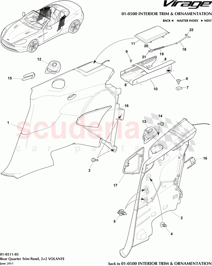 Rear Quarter Trim Panel, 2+2 (Volante) of Aston Martin Aston Martin Virage