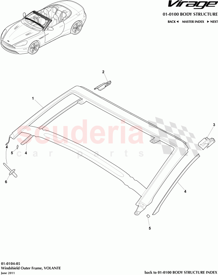 Windshield Outer Frame (Volante) of Aston Martin Aston Martin Virage