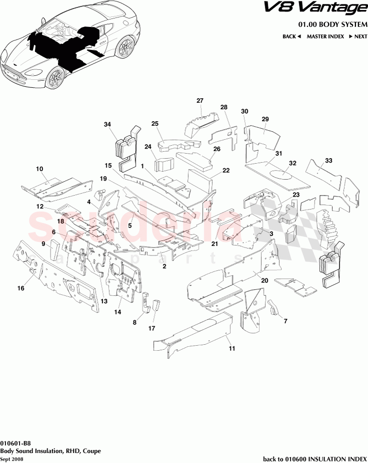 Body Sound Insulation (RHD) (Coupe) of Aston Martin Aston Martin V8 Vantage