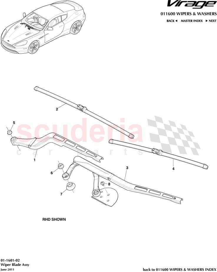 Wiper Blade Assembly of Aston Martin Aston Martin Virage