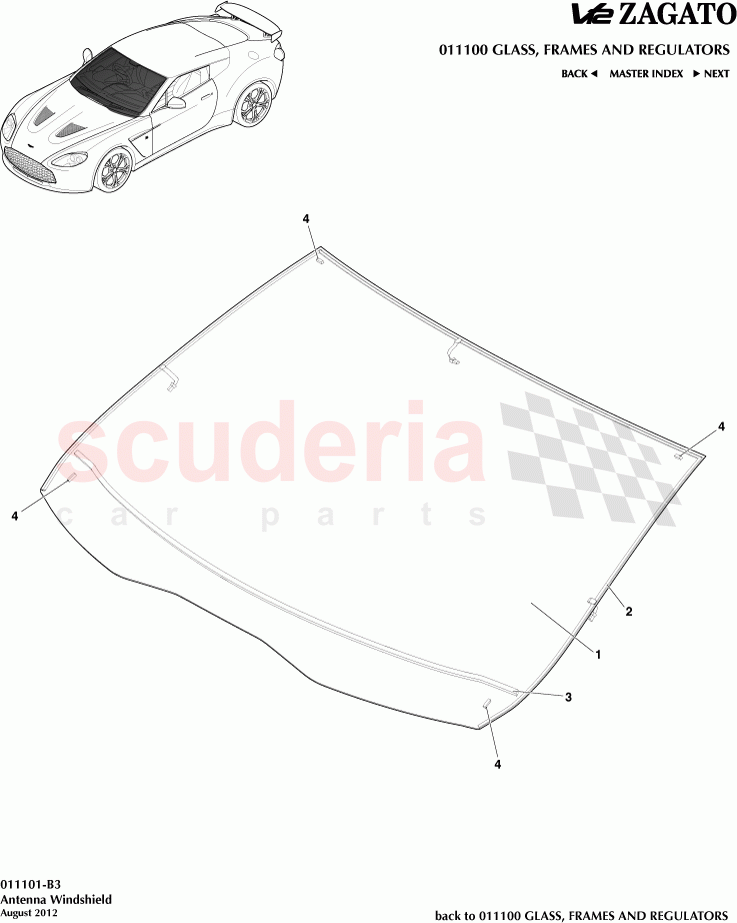 Antenna Windshield of Aston Martin Aston Martin V12 Zagato