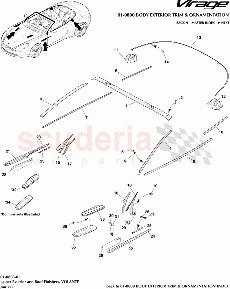 Upper Exterior and Roof Finishers (Volante) of Aston Martin Aston Martin Virage