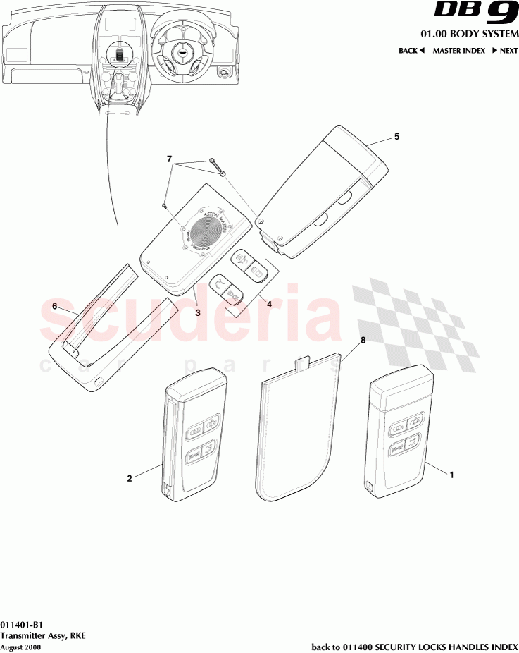 Transmitter Assembly, RKE of Aston Martin Aston Martin DB9 (2004-2012)