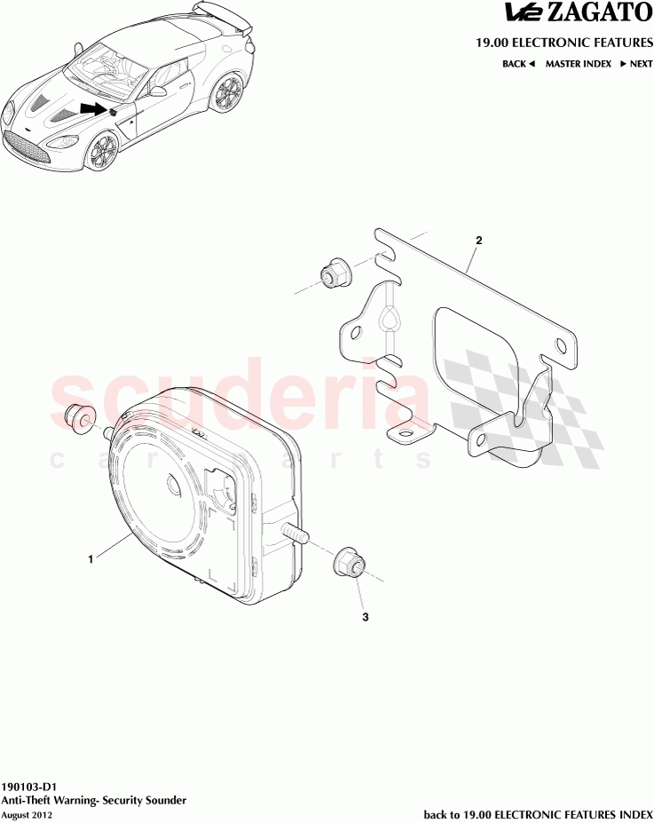 Anti-Theft Warning- Security Sounder of Aston Martin Aston Martin V12 Zagato