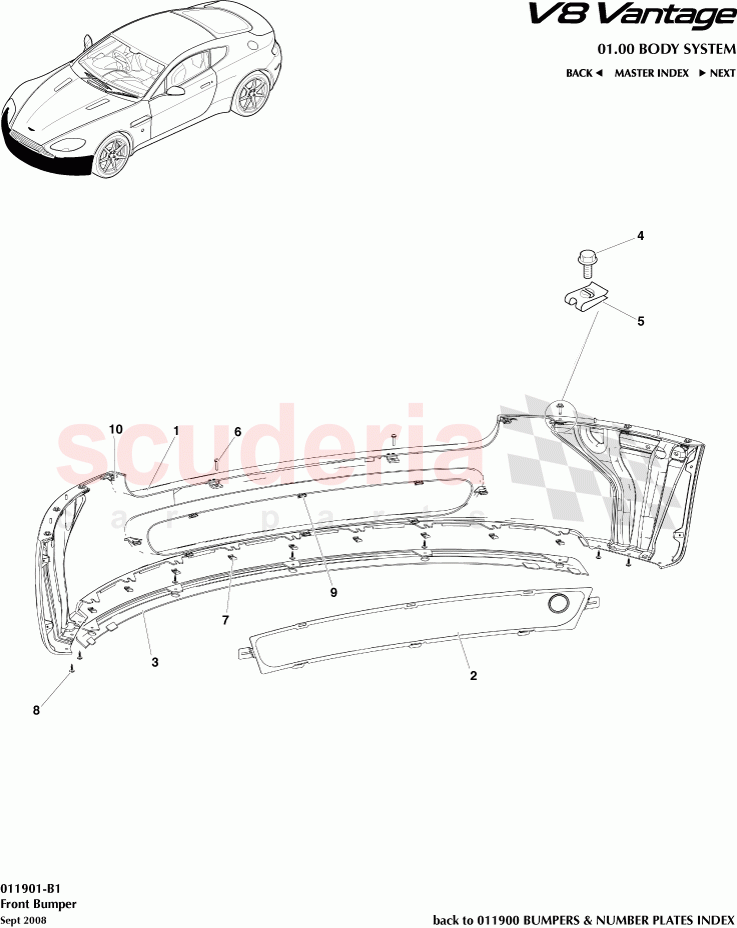 Front Bumper of Aston Martin Aston Martin V8 Vantage