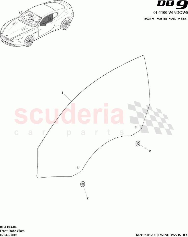 Front Door Glass of Aston Martin Aston Martin DB9 (2013-2016)