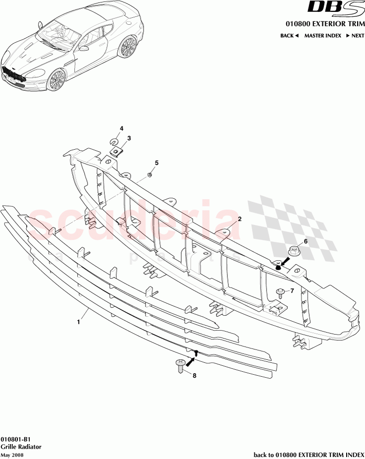 Grille Radiator of Aston Martin Aston Martin DBS V12