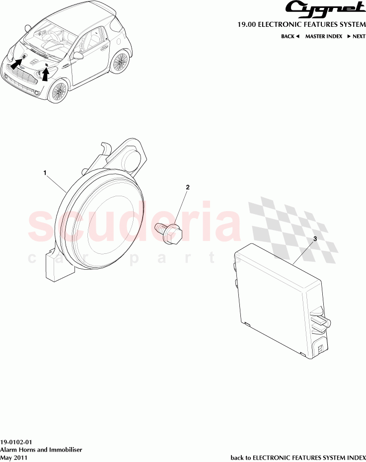 Alarm Horns and Immobiliser of Aston Martin Aston Martin Cygnet