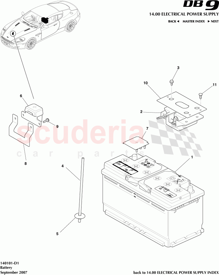 Battery of Aston Martin Aston Martin DB9 (2004-2012)