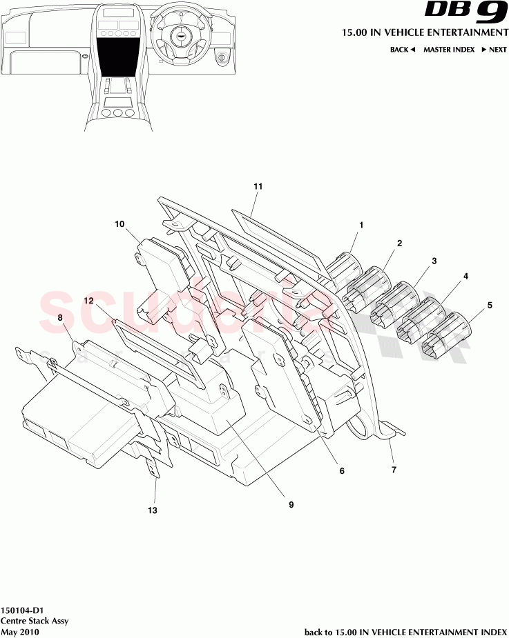 Centre Stack Assembly of Aston Martin Aston Martin DB9 (2004-2012)