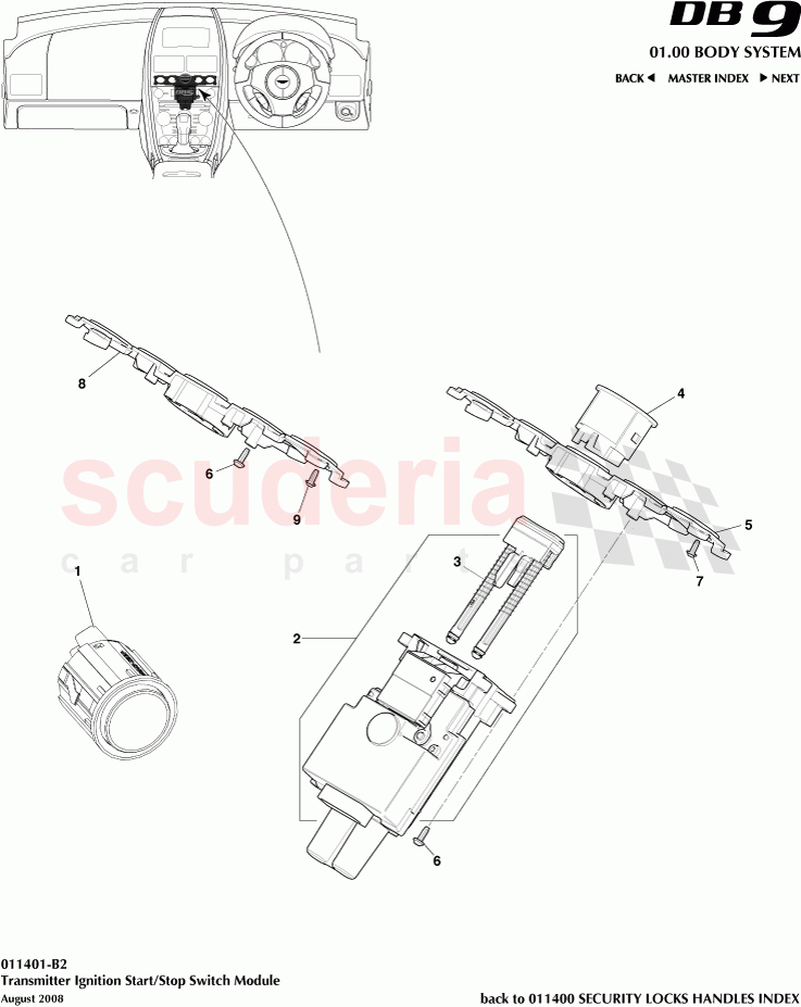 Transmitter Ignition Start / Stop Switch Module of Aston Martin Aston Martin DB9 (2004-2012)