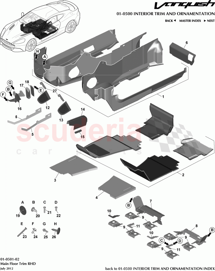 Main Floor Trim RHD of Aston Martin Aston Martin Vanquish (2012+)