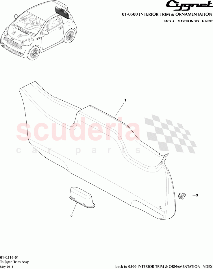 Tailgate Trim Assembly of Aston Martin Aston Martin Cygnet