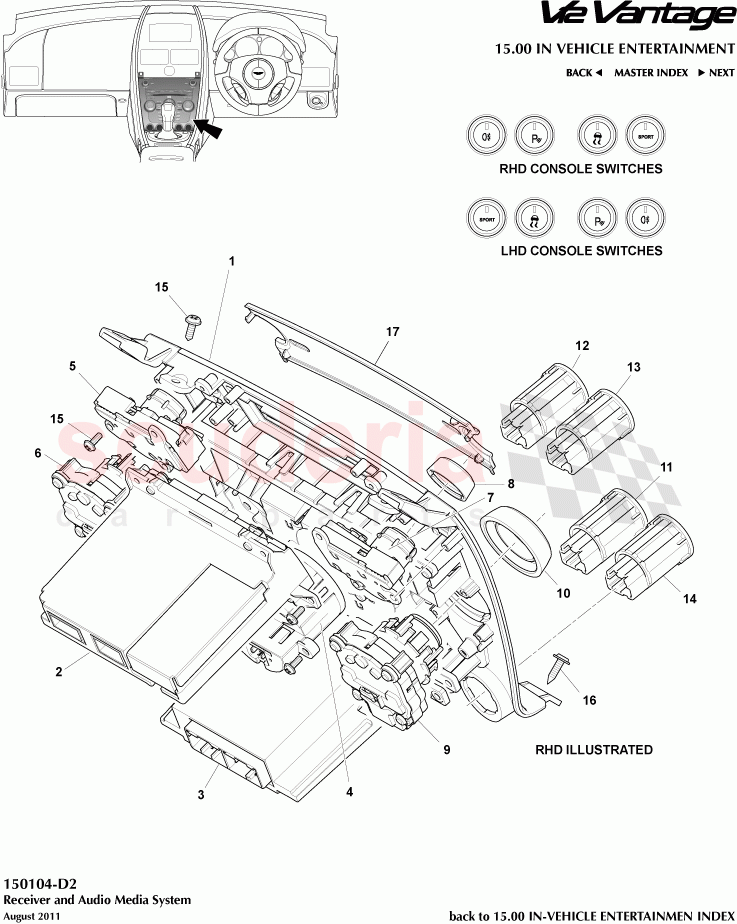 Receiver and Audio Media System of Aston Martin Aston Martin V12 Vantage