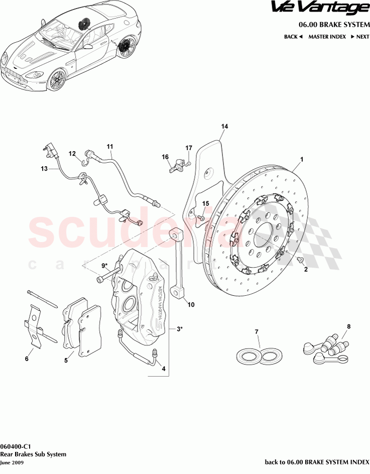 Rear Brakes Sub System of Aston Martin Aston Martin V12 Vantage