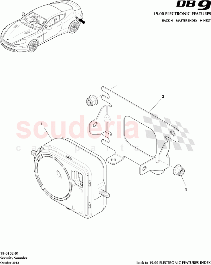 Security Sounder of Aston Martin Aston Martin DB9 (2013-2016)