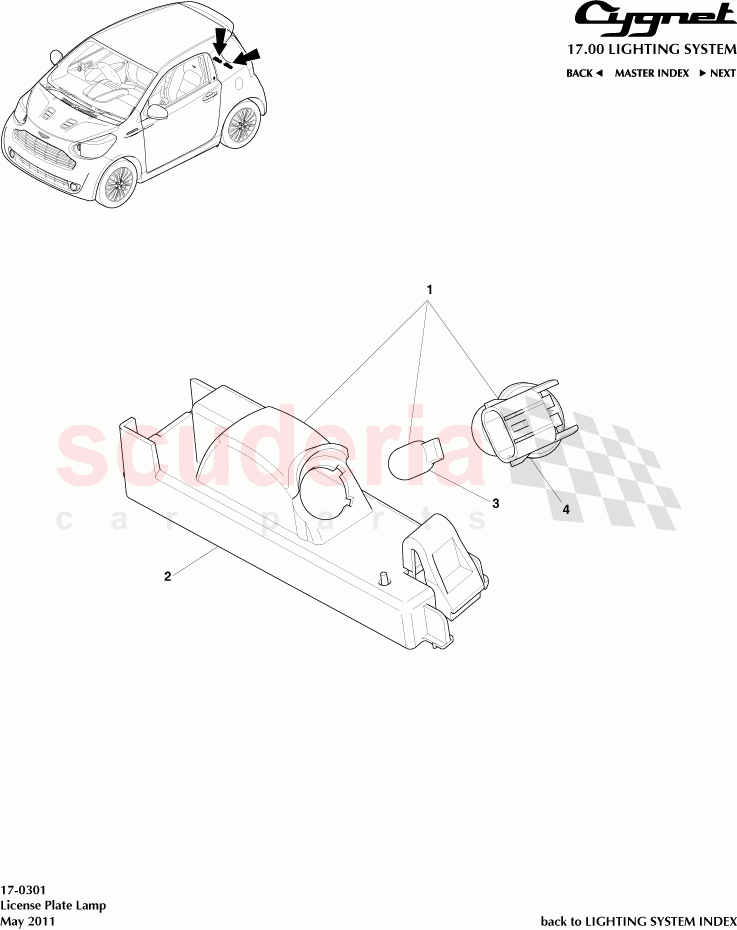License Plate Lamp of Aston Martin Aston Martin Cygnet