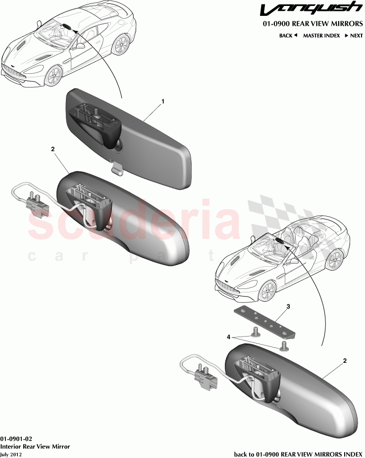 Interior Rear View Mirror of Aston Martin Aston Martin Vanquish (2012+)