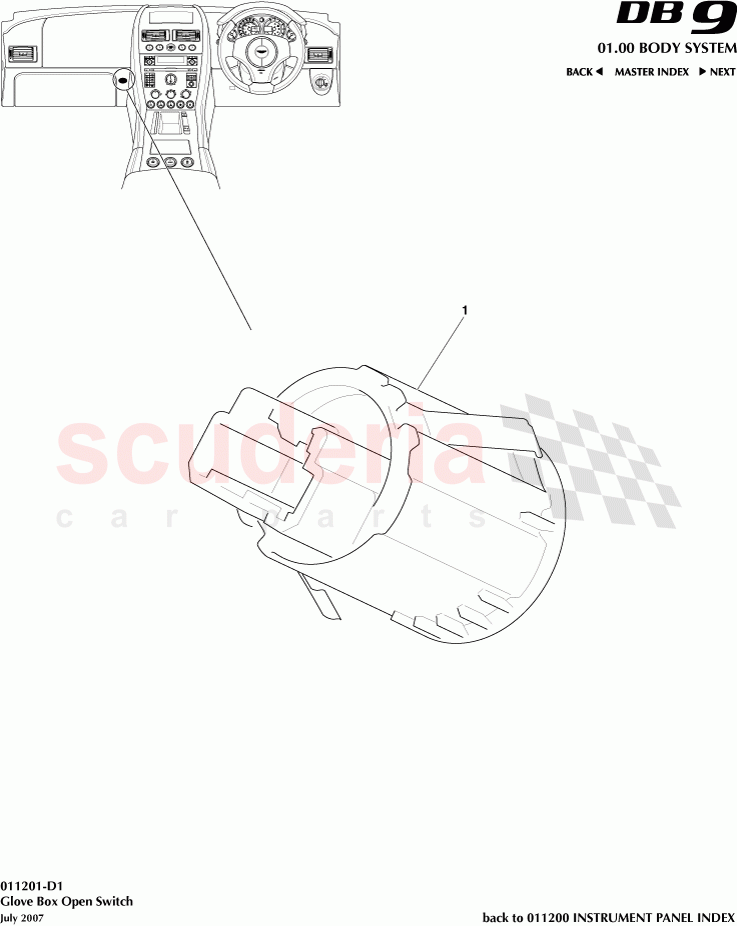 Glove Box Open Switch of Aston Martin Aston Martin DB9 (2004-2012)