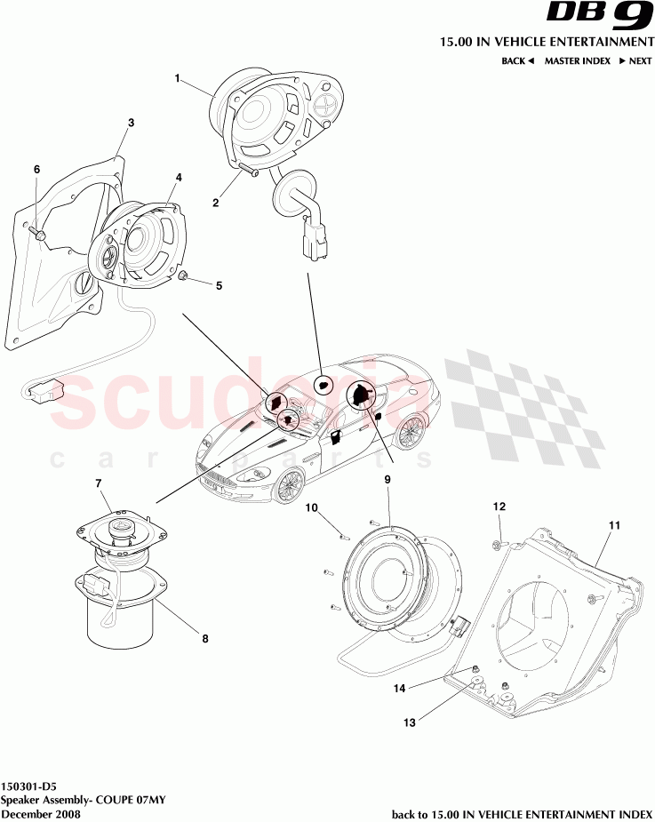 Speaker Assembly (Coupe) (2007) of Aston Martin Aston Martin DB9 (2004-2012)