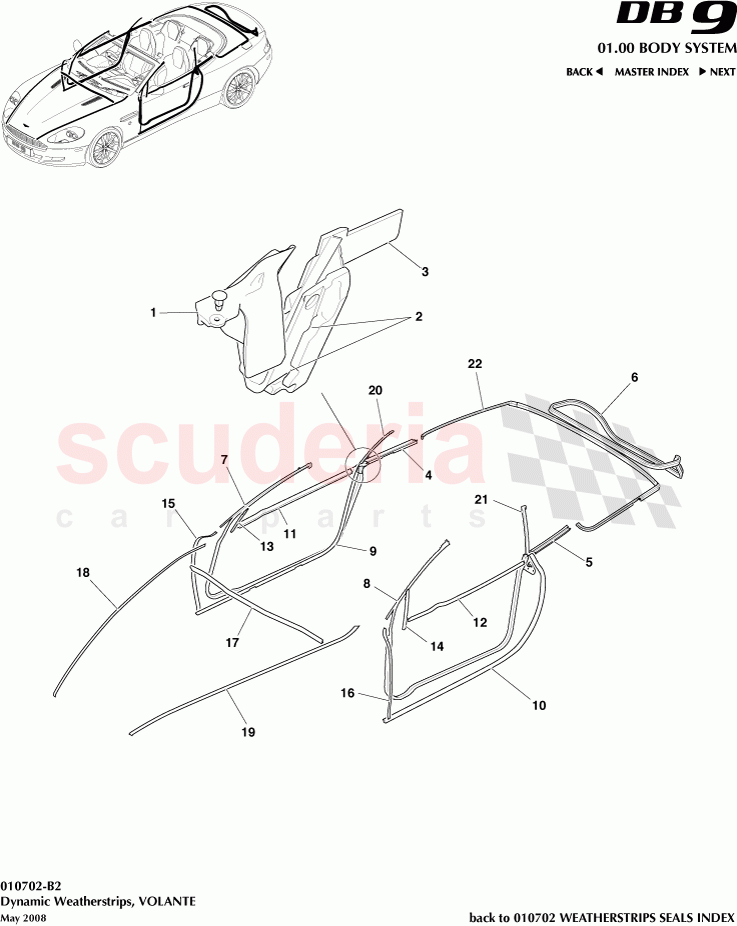 Dynamic Weatherstrips (Volante) of Aston Martin Aston Martin DB9 (2004-2012)