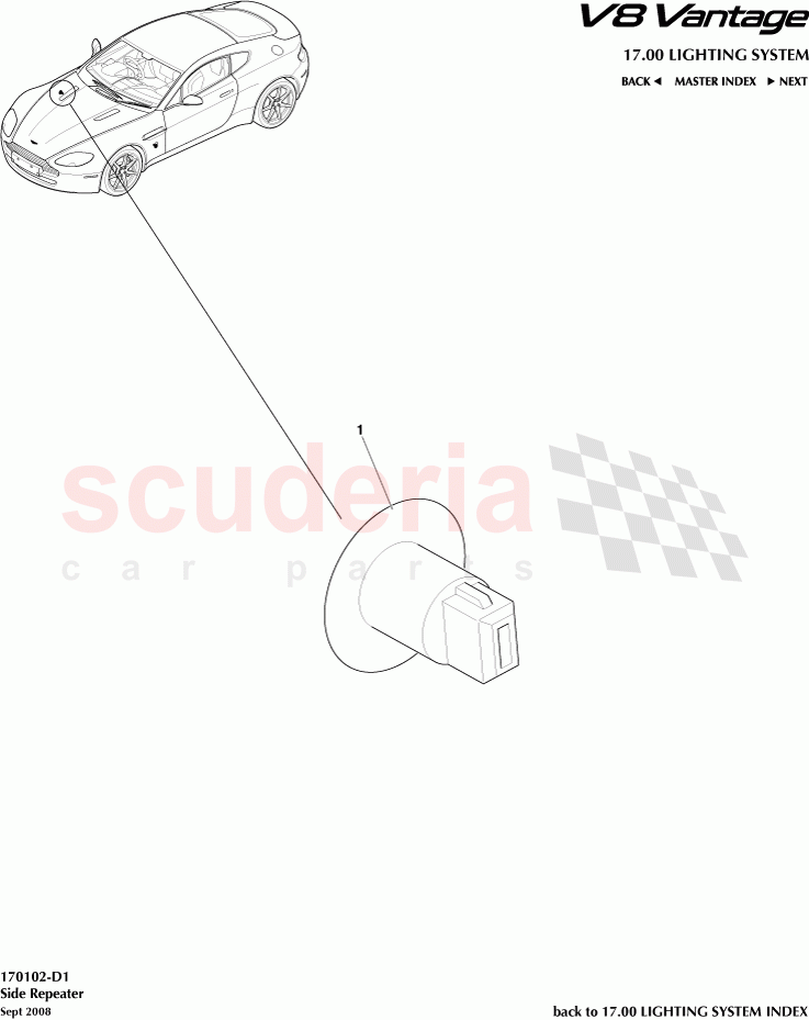 Side Repeater of Aston Martin Aston Martin V8 Vantage
