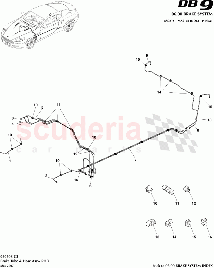 Brake Tube and Hose Assembly (RHD) of Aston Martin Aston Martin DB9 (2004-2012)