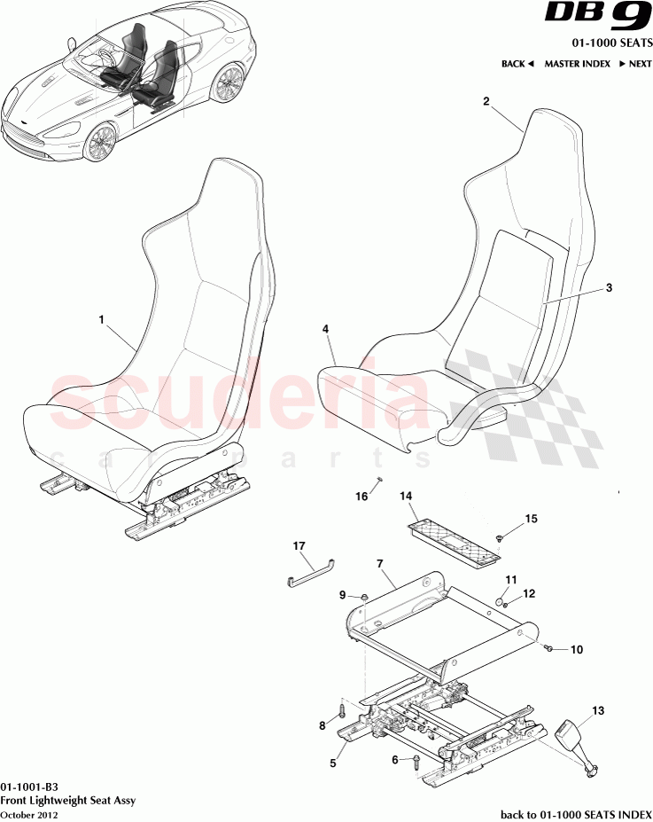 Front Lightweight Seat Assembly of Aston Martin Aston Martin DB9 (2013-2016)