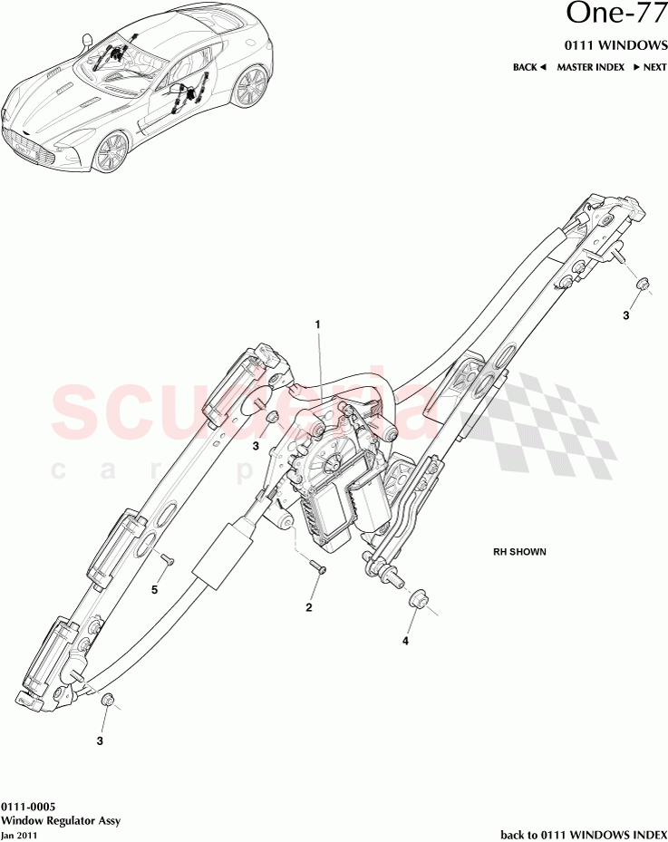 Window Regulator Assembly of Aston Martin Aston Martin One-77