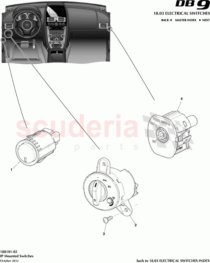 IP Mounted Switches of Aston Martin Aston Martin DB9 (2013-2016)