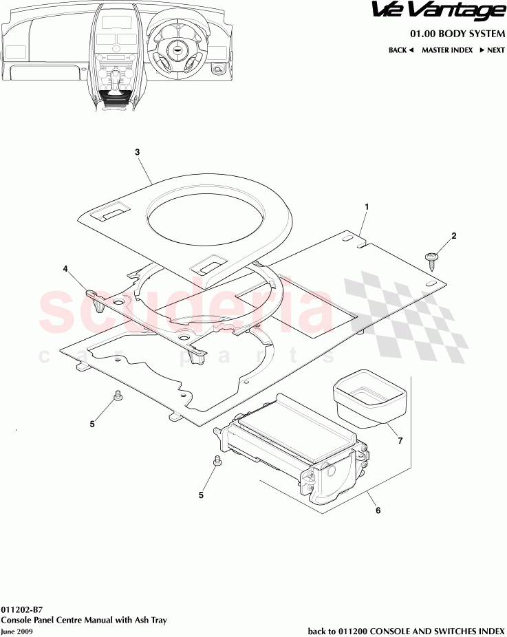 Console Panel Centre Manual with Ash Tray of Aston Martin Aston Martin V12 Vantage