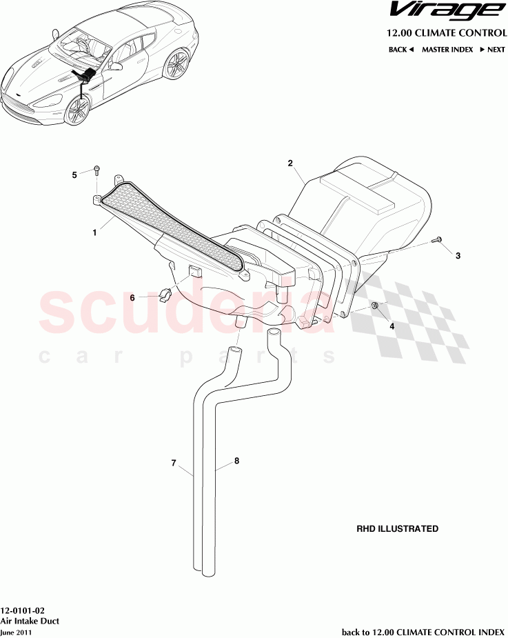 Air Intake Duct of Aston Martin Aston Martin Virage