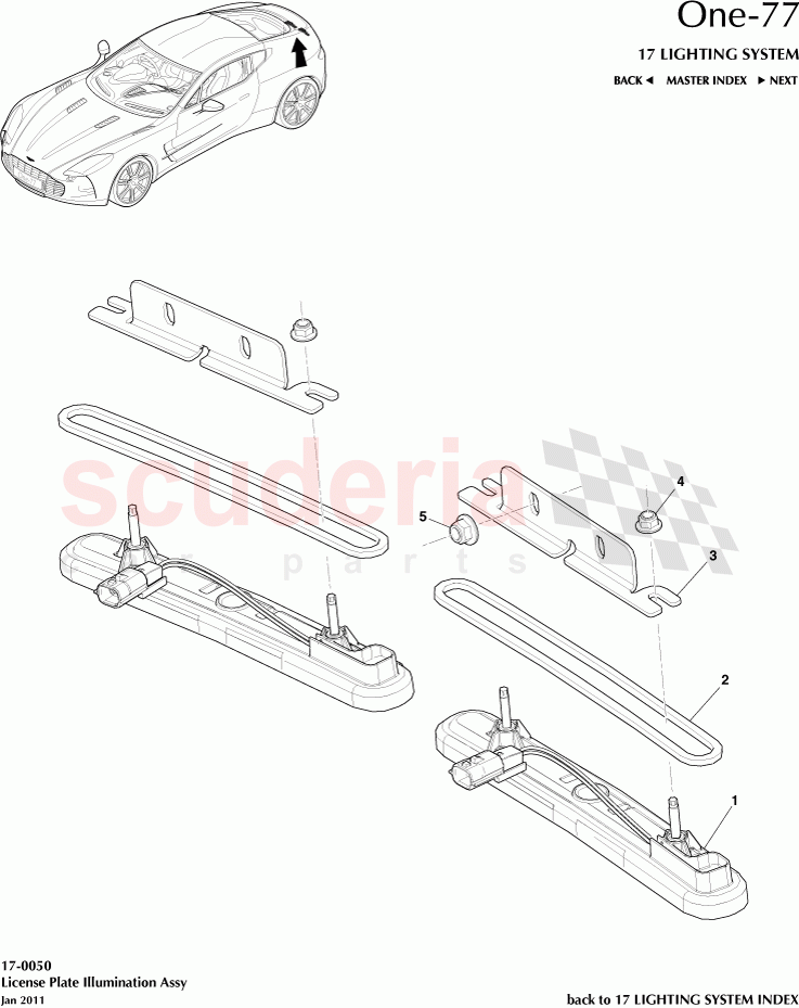 License Plate Illumination Assembly of Aston Martin Aston Martin One-77