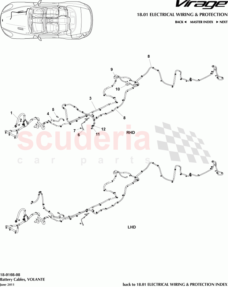 Battery Cables (Volante) of Aston Martin Aston Martin Virage