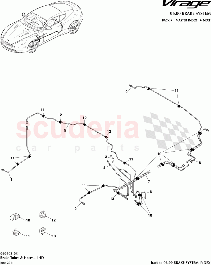 Brake Tubes and Hoses (LHD) of Aston Martin Aston Martin Virage