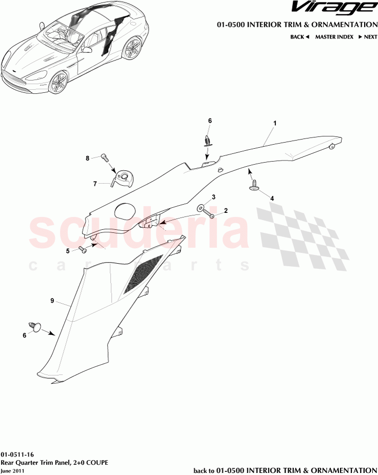 Rear Quarter Trim Panel, 2+0 (Coupe) of Aston Martin Aston Martin Virage