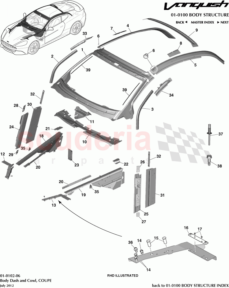 Body Dash and Cowl, COUPE of Aston Martin Aston Martin Vanquish (2012+)